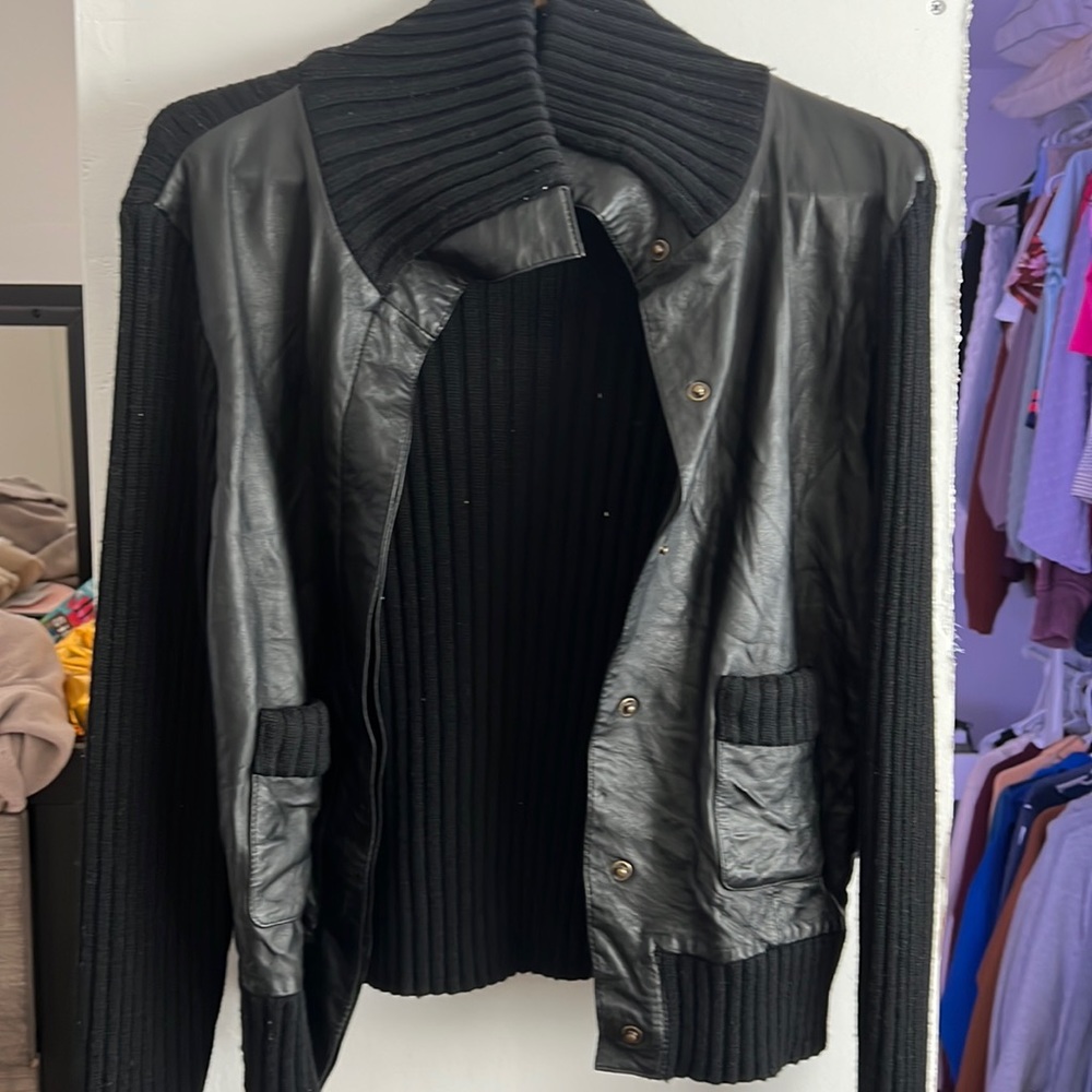 Women’s black leather jacket